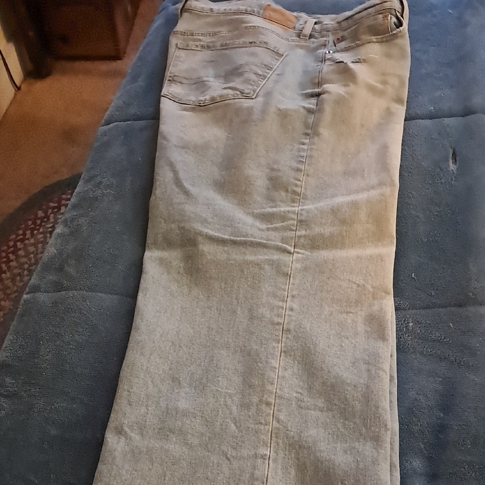 American Eagle Outfitters Light Blue Wide Leg Cuffed Jeans
